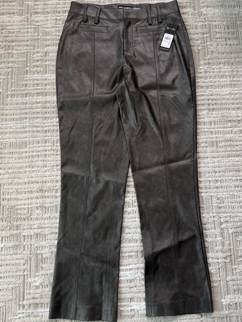 Karl Lagerfeld Black Faux-Leather Trousers